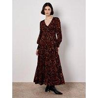 Apricot Textured Ikat Tiered Maxi Dress - Red