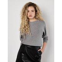 Apricot Pearls Stud Gems Batwing Jumper - Black
