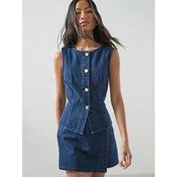 The Very Collection Denim Button Co-Ord Top - Dark Wash