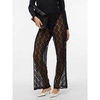 Vero Moda Wide Leg Lace Trousers - Black