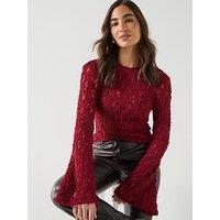 Vero Moda Stacy Long Sleeve Lace Top - Red