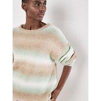 Apricot Space Dye Stripe Jumper - Green