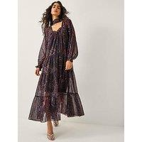 Monsoon Marianna Printed Dress - Purple