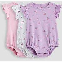The Very Collection Baby Girl 3 Pack Floral Print Frill Sleeve Bodysuits