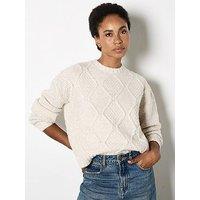 Apricot Cable Front Chunky Crop Jumper - Grey