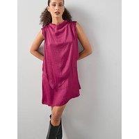 The Very Collection Cowl Neck Satin Overlay Mini Dress - Dark Pink