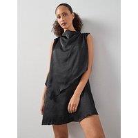 The Very Collection Cowl Neck Satin Overlay Mini Dress - Black