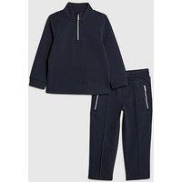 River Island Mini Boys Zip Funnel Sweatshirt Set - Navy