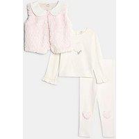 River Island Mini Mini Girls Collar Heart Gilet 3 Piece Set - Pink