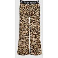 River Island Older Girls Leopard Waistband Kickflare Leggings - Beige
