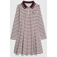 River Island Older Girls Ribbed Stripe Polo Dress - Red