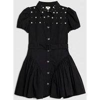 River Island Older Girls Embellished Shirt Dress - Black