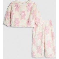 River Island Mini Girls Bow Teddy Bear Cosy Set - Cream