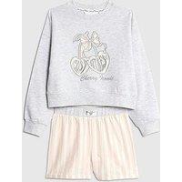River Island Older Girls Cherry Short Pyjamas Set - Grey