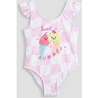 The Very Collection Checkerboard Ice Cream Summer Swimsuit - Purple