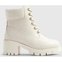 River Island Older Girls Diamante Lace Up Heel Boots - Cream