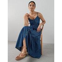 The Very Collection Tiered Denim Maxi Dress - Dark Wash