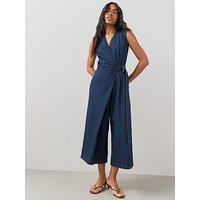 The Very Collection Denim Wrap Jumpsuit - Dark Wash