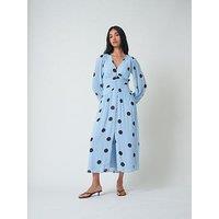 Nobodys Child Luna Ruched Waist Midi Dress - Blue