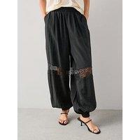 The Very Collection Lace Insert Oversized Balloon Trousers - Black