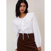 Nobodys Child Jolie Oversized Collar Blouse - White
