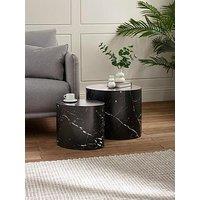 Julian Bowen Toba Nest Of 2 Black Marble Effect Tables