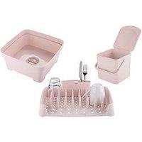 Minky Kitchen Bundle With Washing Up Bowl With Plug, Dish Rack And 3.5L Caddy