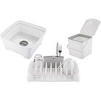 Minky Kitchen Bundle With Washing Up Bowl With Plug, Dish Rack And 3.5L Caddy