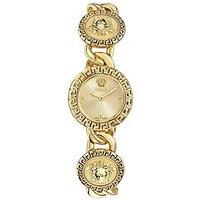 Versace La Greca Stud Icon 28Mm Gold Tone Case, Gold Tone Dial Watch