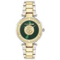 Philipp Plein Plein Sport Opium 34Mm Bico Case, Green Dial, Two Tone Bracelet