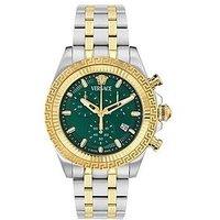 Versace Fornax 44Mm 2-Tone Case Chronograph Green Dial Watch