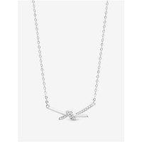 Simply Silver Sterling Silver 925 Polished And Pave Love Knot Necklace
