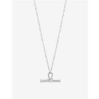 Simply Silver Sterling Silver 925 Polished Textured T Bar Necklace