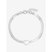 Simply Silver Sterling Silver 925 Polished Snake Chain Puff Heart Bracelet