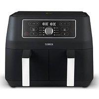 Tower T17181Afr Dual Basket Digital Air Fryer - Black With Chrome Trim