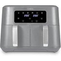 Tower T17137Cgry Vortx Dual Basket Air Fryer - Grey With Chrome Trim