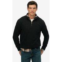 Superdry Rib Half Zip Sweat - Black