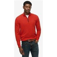 Superdry Wool Blend Half Zip Knitted Jumper - Red