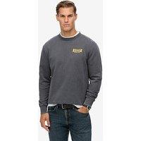 Superdry Heritage Tab Loose Crew Sweat - Blue