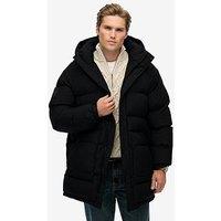 Superdry Longline Baffle Parka Jacket - Black