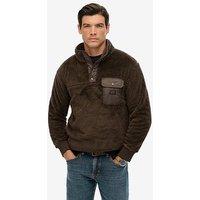 Superdry High Pile Fleece Henley - Brown
