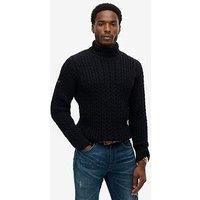 Superdry Jacob Cable Roll Neck Jumper - Black
