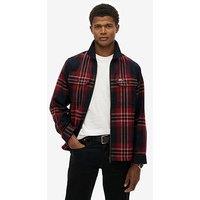 Superdry Wool Miller Zip Check Overshirt - Red