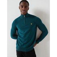 Lyle & Scott Cotton Quarter Zip Jumper - Green
