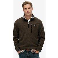 Superdry Storm Fleece Half Zip Sweat - Brown