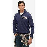 Superdry Vintage Athletic Zip Henley - Blue