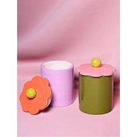 Hestia Raspberry Blossom Set Of 2 Flower Storage Jars