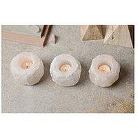 Hestia Serenity Set Of 3 Natural White Rock Salt Tealight Holders