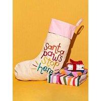 Hestia Raspberry Blossom Cats Stocking 'Santa Paws Stop Here'