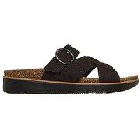 Skechers Lifted Comfort Sandal- Black Canvas/Buckle